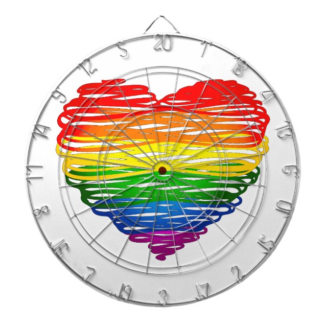 SlipperyJoe's rainbow coloured heart scribbled swi Dartboard (Front)