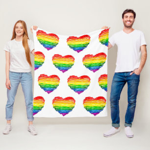 SlipperyJoe's rainbow coloured heart scribbled swi Fleece Blanket