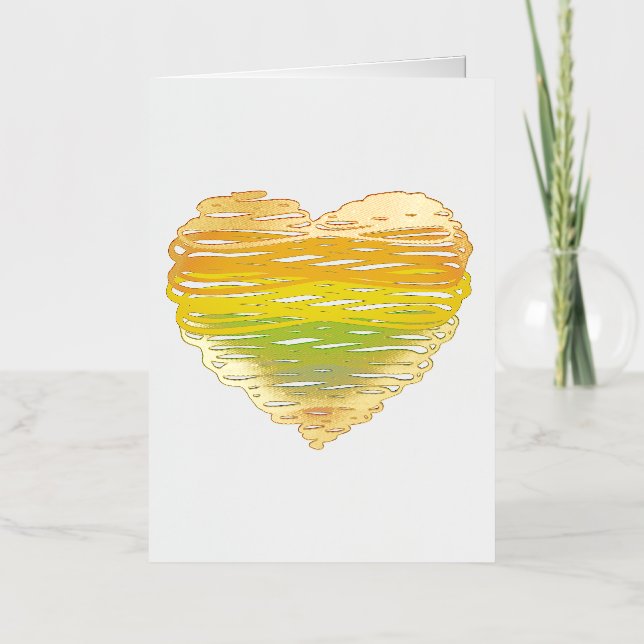 SlipperyJoe's rainbow coloured heart scribbled swi Foil Greeting Card (Front)