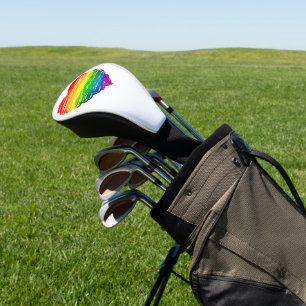 SlipperyJoe's rainbow coloured heart scribbled swi Golf Head Cover