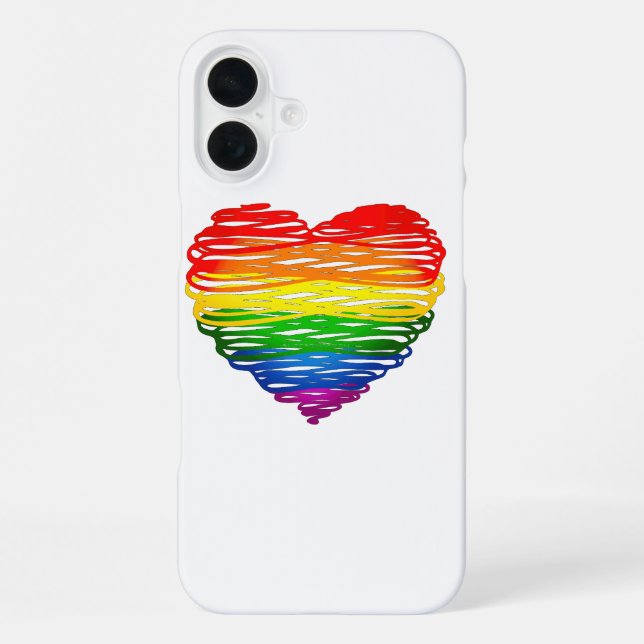 SlipperyJoe's rainbow coloured heart scribbled swi iPhone Case (Back)