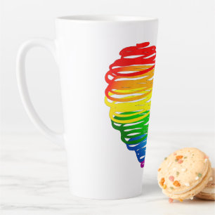 SlipperyJoe's rainbow coloured heart scribbled swi Latte Mug