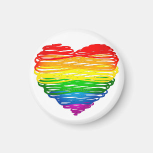 SlipperyJoe's rainbow coloured heart scribbled swi Magnet