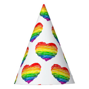 SlipperyJoe's rainbow coloured heart scribbled swi Party Hat