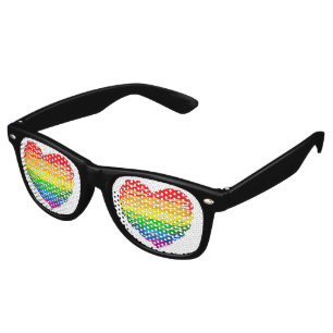 SlipperyJoe's rainbow coloured heart scribbled swi Retro Sunglasses
