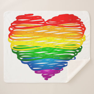 SlipperyJoe's rainbow coloured heart scribbled swi Sherpa Blanket