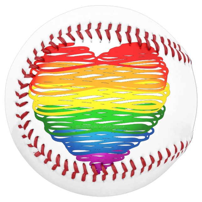 SlipperyJoe's rainbow coloured heart scribbled swi Softball (Front Left)