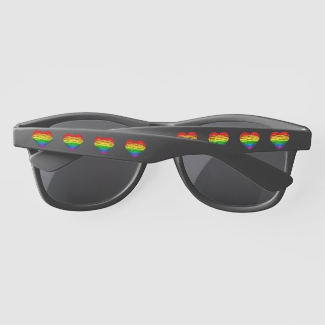 SlipperyJoe's rainbow coloured heart scribbled swi Sunglasses (Back)