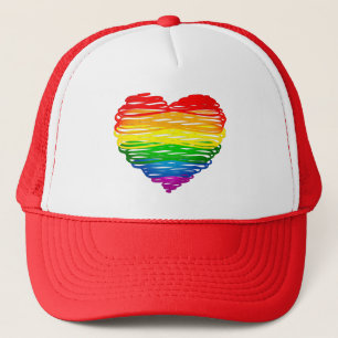 SlipperyJoe's rainbow coloured heart scribbled swi Trucker Hat