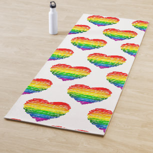 SlipperyJoe's rainbow coloured heart scribbled swi Yoga Mat