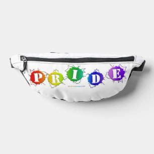 SlipperyJoe's rainbow coloured pride sign bursts w Bum Bags