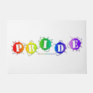 SlipperyJoe's rainbow coloured pride sign bursts w Doormat