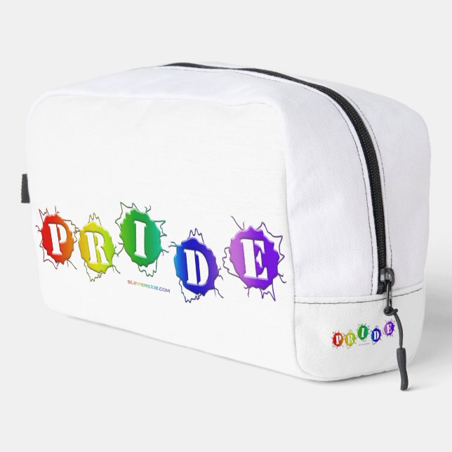 SlipperyJoe's rainbow coloured pride sign bursts w Dopp Kit (Right Corner)