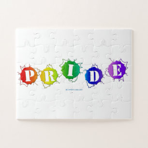 SlipperyJoe's rainbow coloured pride sign bursts w Jigsaw Puzzle