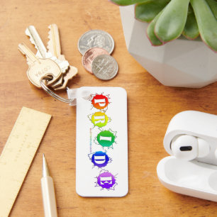 SlipperyJoe's rainbow coloured pride sign bursts w Key Ring