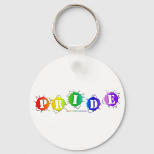 SlipperyJoe's rainbow coloured pride sign bursts w Key Ring