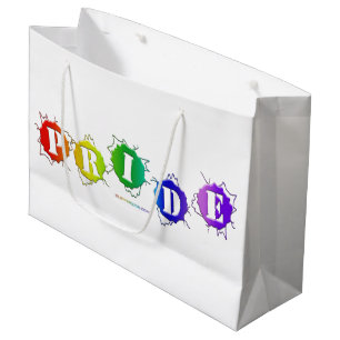 SlipperyJoe's rainbow coloured pride sign bursts w Large Gift Bag