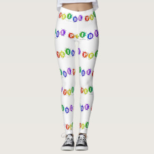 SlipperyJoe's rainbow coloured pride sign bursts w Leggings