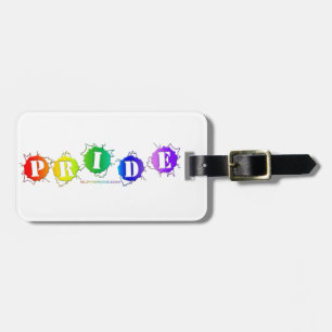 SlipperyJoe's rainbow coloured pride sign bursts w Luggage Tag