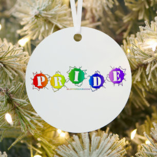 SlipperyJoe's rainbow coloured pride sign bursts w Metal Tree Decoration