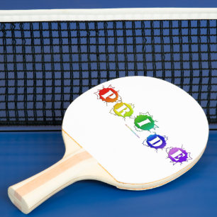 SlipperyJoe's rainbow coloured pride sign bursts w Ping Pong Paddle