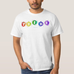 SlipperyJoe's rainbow coloured pride sign bursts w T-Shirt