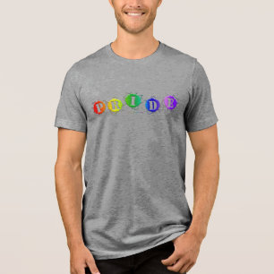 SlipperyJoe's rainbow coloured pride sign bursts w Tri-Blend Shirt