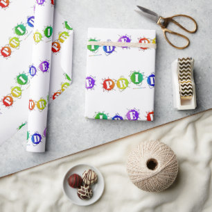 SlipperyJoe's rainbow coloured pride sign bursts w Wrapping Paper