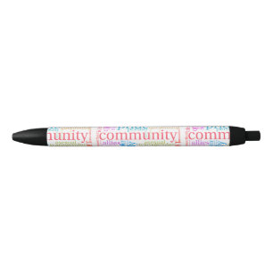 SlipperyJoe's rainbow community words colourful id Black Ink Pen