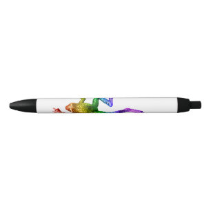 SlipperyJoe's rainbow gradient frog vibrant amphib Black Ink Pen