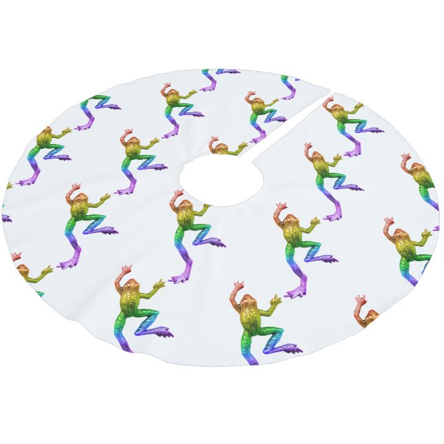 SlipperyJoe's rainbow gradient frog vibrant amphib Brushed Polyester Tree Skirt (Angled)