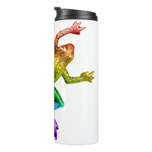SlipperyJoe's rainbow gradient frog vibrant amphib Thermal Tumbler