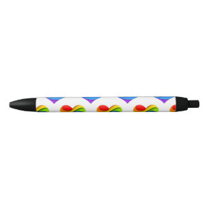 SlipperyJoe's rainbow layered heart shape red oran Black Ink Pen