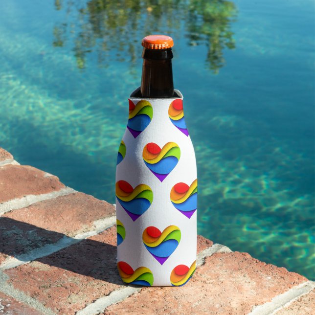 SlipperyJoe's rainbow layered heart shape red oran Bottle Cooler (In Situ Pool)