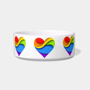 SlipperyJoe's rainbow layered heart shape red oran Bowl