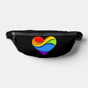 SlipperyJoe's rainbow layered heart shape red oran Bum Bags