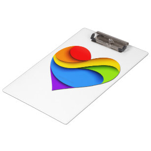 SlipperyJoe's rainbow layered heart shape red oran Clipboard