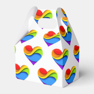 SlipperyJoe's rainbow layered heart shape red oran Favour Box