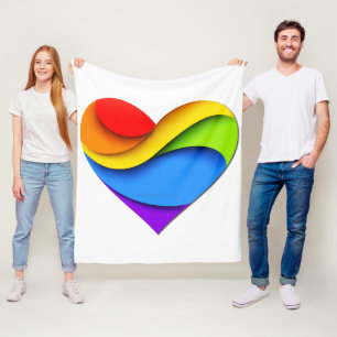 SlipperyJoe's rainbow layered heart shape red oran Fleece Blanket