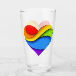 SlipperyJoe's rainbow layered heart shape red oran Glass