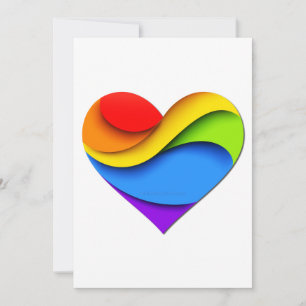 SlipperyJoe's rainbow layered heart shape red oran Holiday Card