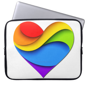 SlipperyJoe's rainbow layered heart shape red oran Laptop Sleeve