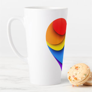 SlipperyJoe's rainbow layered heart shape red oran Latte Mug