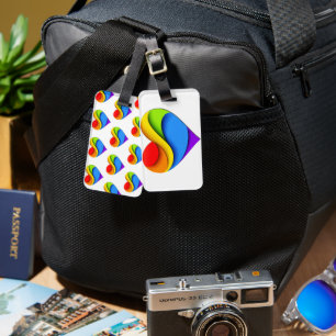 SlipperyJoe's rainbow layered heart shape red oran Luggage Tag
