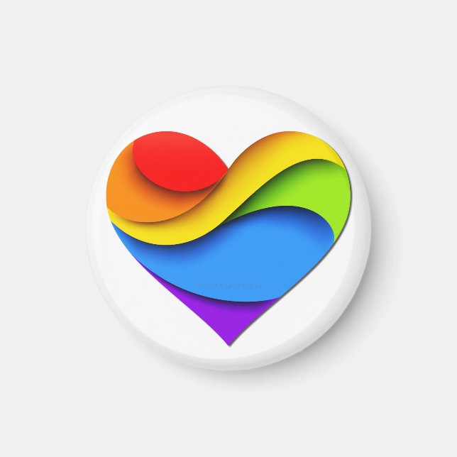 SlipperyJoe's rainbow layered heart shape red oran Magnet (Front)