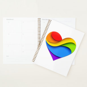SlipperyJoe's rainbow layered heart shape red oran Planner