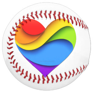 SlipperyJoe's rainbow layered heart shape red oran Softball