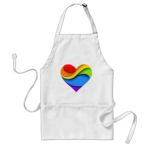 SlipperyJoe's rainbow layered heart shape red oran Standard Apron