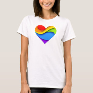 SlipperyJoe's rainbow layered heart shape red oran T-Shirt