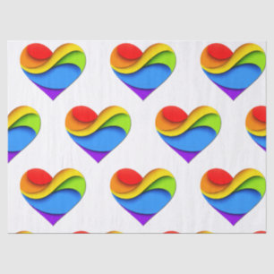 SlipperyJoe's rainbow layered heart shape red oran Tissue Paper